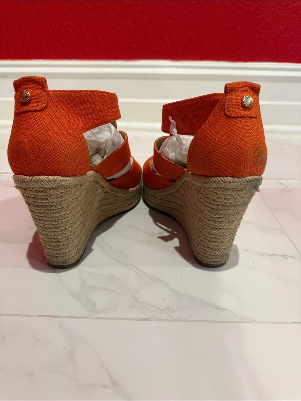 Michael Kors Orange Espadrille Wedge Sandals